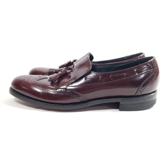 Vintage Hanover Burgundy Leather Tassel Loafers Mens Size 10 B/AA Dress Shoes - Picture 3 of 9